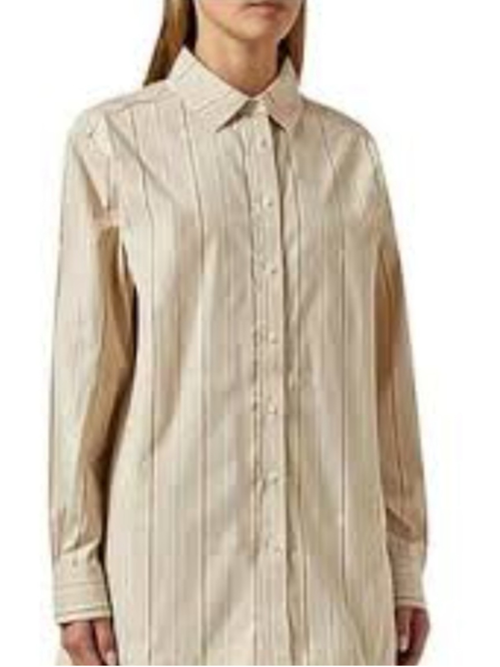 Kith Women's Gale Shirt Blouse Button Up Beige Sz XS Logo Classic Luxury